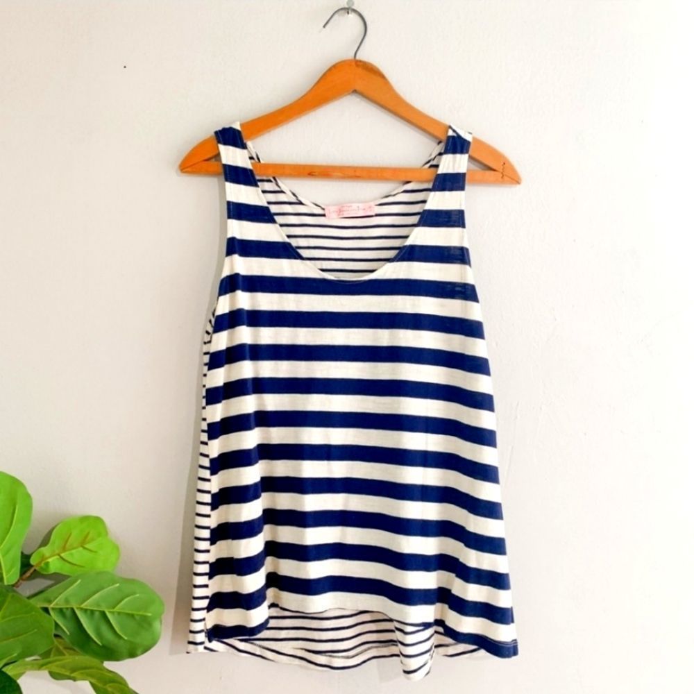 ANN TAYLOR LOFT SUNWASHED TANK NAVY STRIPE
